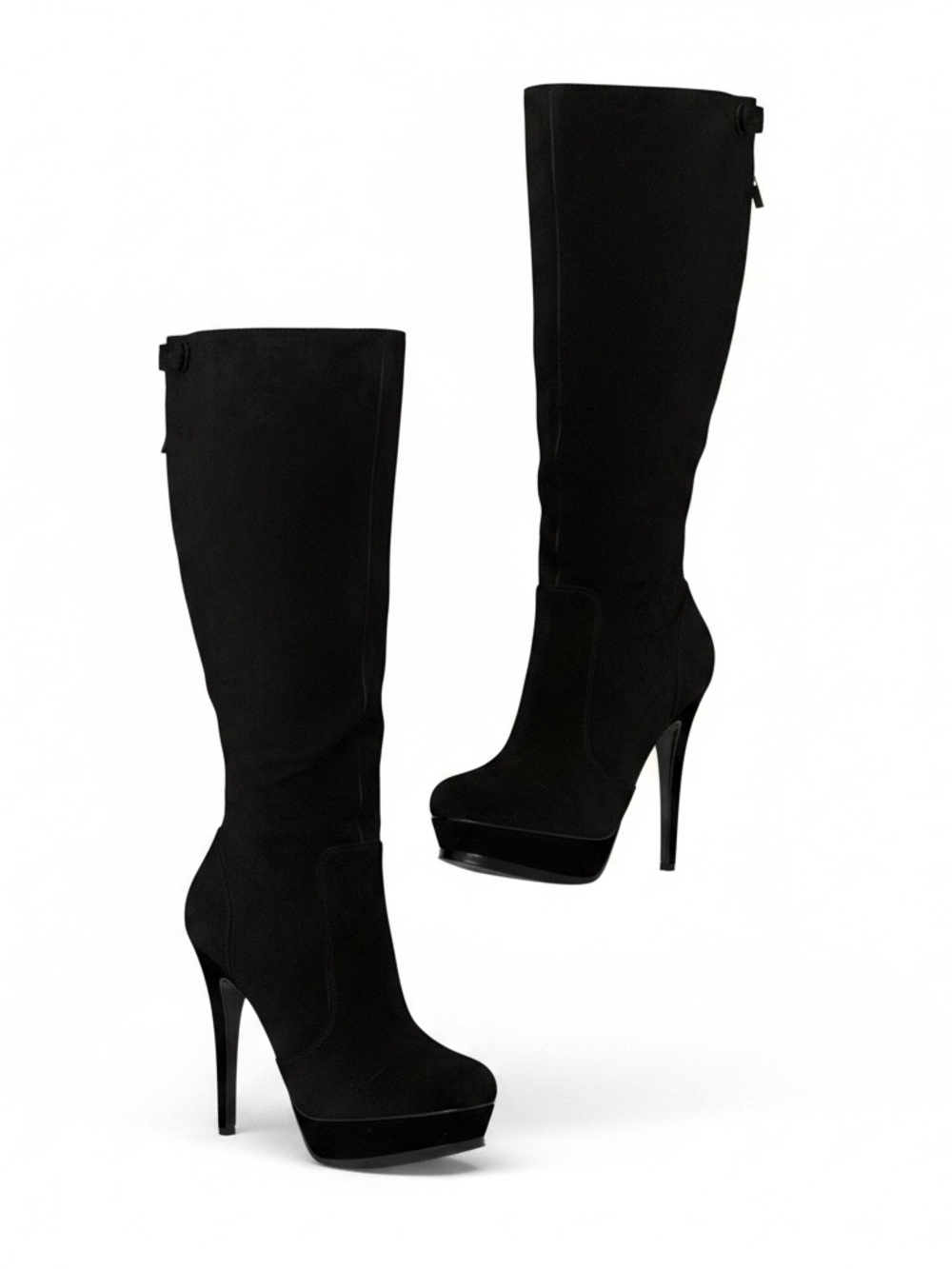 le chateau Black Knee-High Suede  Platform Stiletto Boots